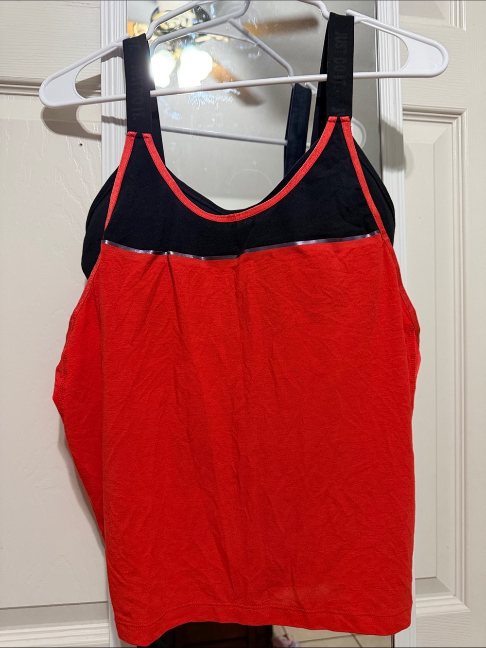 Nike Black and Red Athletic Tankini Top